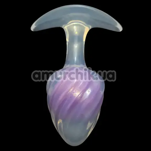 Анальная пробка Univibe Glow-In-Dark Ribbed S, фиолетовая