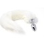 Анальная пробка с белым хвостиком Boss Series Fox Tail XL, серебряная - Фото №1