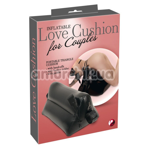 Набір Inflatable Love Cushion For Couples, чорний: подушка для сексу + фіксатори + стек + шльопалка
