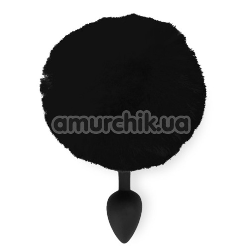 Анальна пробка з чорним хвостиком Art Of Sex Silicone Butt Plug Rabbit Tail M, чорна