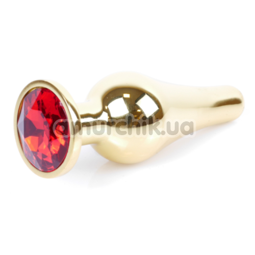 Анальная пробка с красным кристаллом Boss Series Exclusivity Jewellery Gold Plug, золотая - Фото №1