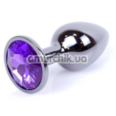 Анальна пробка з фіолетовим кристалом Exclusivity Jewellery Dark Silver Plug, срібна - Фото №1