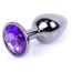 Анальная пробка с фиолетовым кристаллом Exclusivity Jewellery Dark Silver Plug, серебряная - Фото №1