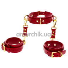 Нашийник з фіксаторами для рук Taboom D-Ring Collar and Wrist Cuffs, червоний - Фото №1