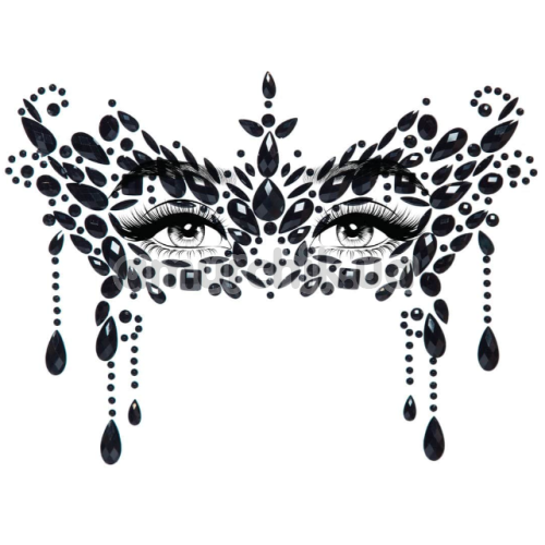 Украшение для лица Leg Avenue Masquerade Mask Rhinestone Stick-On Jewels, черное - Фото №1