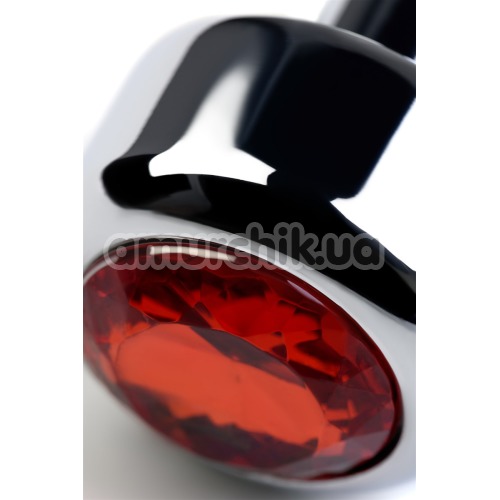 Анальная пробка с красным кристаллом Toyfa Metal 717030-9, серебряная