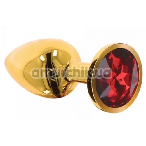 Анальна пробка з червоним кристалом Taboom Bondage In Luxury Butt Plug Diamond Jewel Small, золота