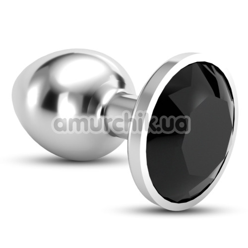 Анальная пробка с черным кристаллом Crushious Bijou S, серебряная - Фото №1