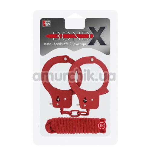 Бондажный набор BondX Metal Handcuffs & Love Rope, красный