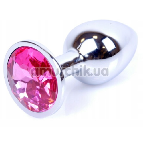 Анальна пробка з яскраво-рожевим кристалом Exclusivity Jewellery Silver Plug, срібна - Фото №1