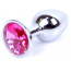Анальна пробка з яскраво-рожевим кристалом Exclusivity Jewellery Silver Plug, срібна - Фото №1