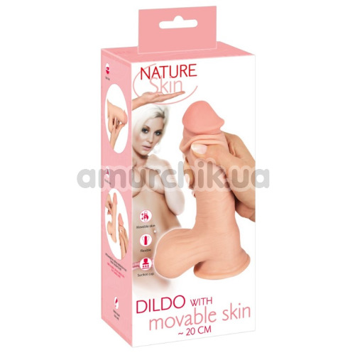 Фалоімітатор Nature Skin Dildo With Movable Skin 20 см, тілесний