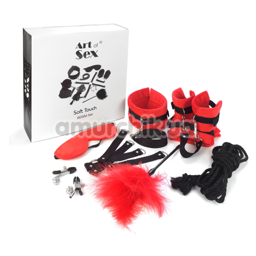 Бондажный набор Art of Sex Soft Touch BDSM Set, красный - Фото №1