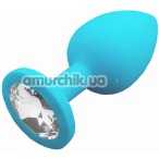 Анальная пробка с прозрачным кристаллом SWAROVSKI Пикантные Штучки Small, голубая - Фото №1