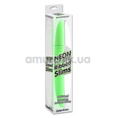 Вібратор Neon Luv Touch Ribbed Slims, зелений
