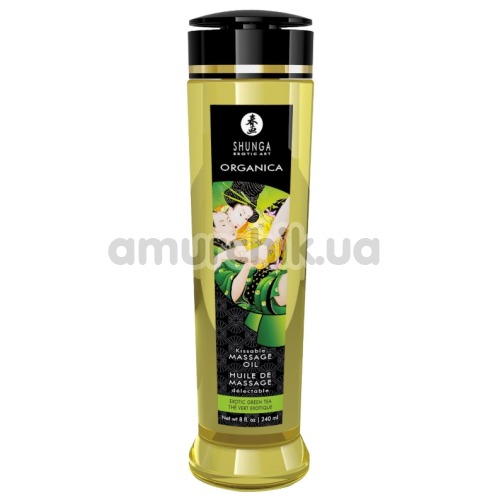 Масажна олія Shunga Organica Kissable Massage Oil Exotic Green Tea - зелений чай, 240 мл - Фото №1