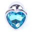 Анальная пробка с голубым кристаллом Exclusivity Jewellery Silver Heart Plug, серебряная - Фото №2