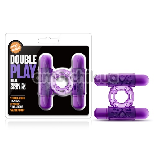 Віброкільце Double Play Dual Vibrating Cock Ring, фіолетове