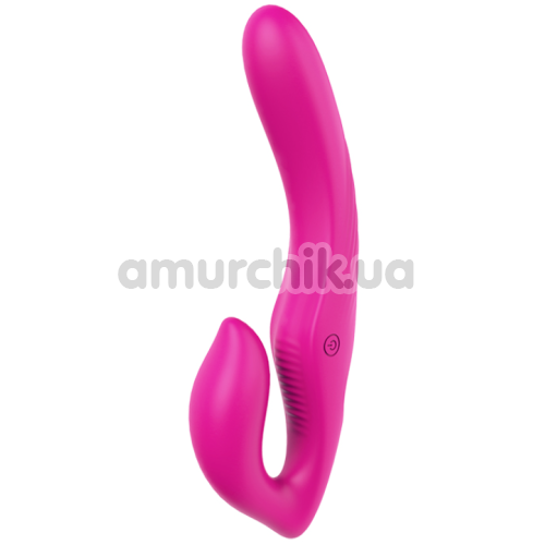 Безремневий страпон з вібрацією Vibes Of Love Remote Double Dipper, рожевий