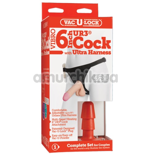 Страпон с вибрацией Vac-U-Lock Ultra Harness 6 Inch UR3 Cock