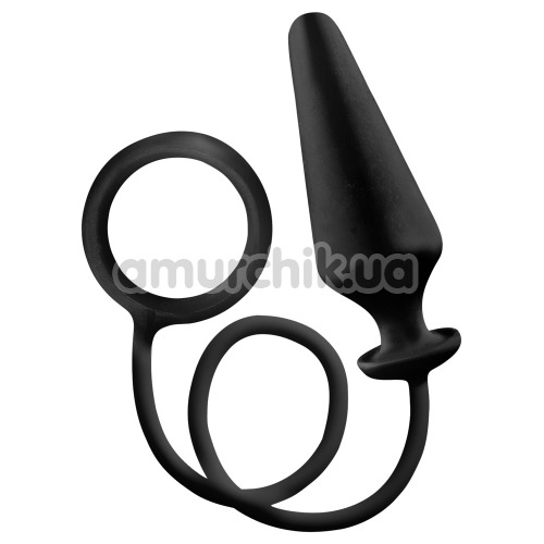 Анальная пробка с эрекционным кольцом Mens Rover Butt Plug With Ornament 4, черная - Фото №1