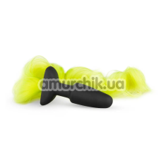 Анальная пробка с желтым хвостиком Easy Toys Silicone Butt Plug, черная - Фото №1