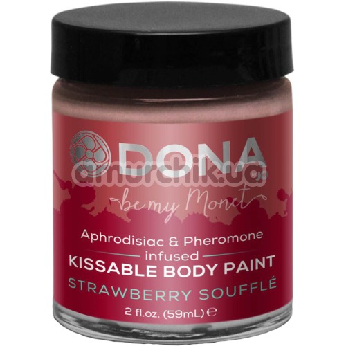 Крем-фарба для тіла Dona Kissable Body Paint Strawberry Souffle - полуниця, 59 мл - Фото №1
