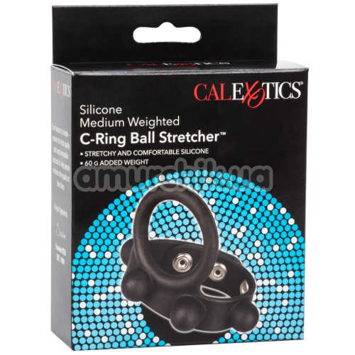 Ерекційне кільце для члена Weighted Silicone Medium C-Ring Ball Stretcher, чорне