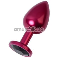 Анальна пробка з чорним кристалом Toyfa Metal 717008-99, рожева - Фото №1