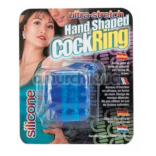 Эрекционное кольцо Hand Shaped Cock Ring, голубое