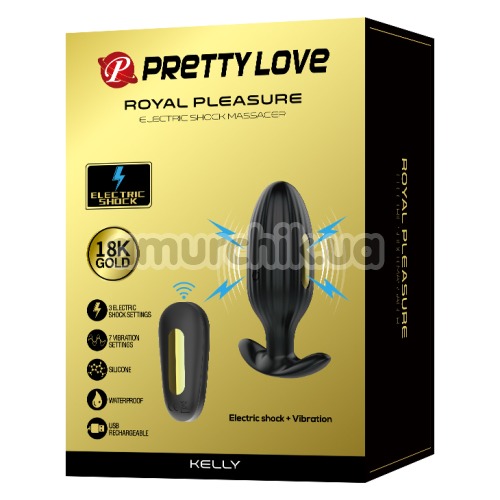 Анальная пробка с вибрацией и электростимуляцией Pretty Love Royal Pleasure Electric Shock Massager 040083W, черный