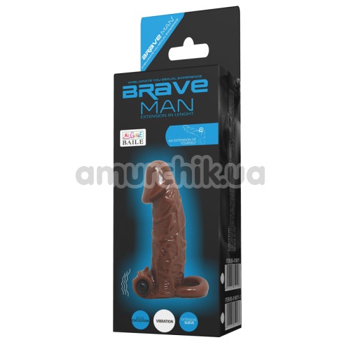 Насадка на пенис с вибрацией Brave Man 016011, телесная