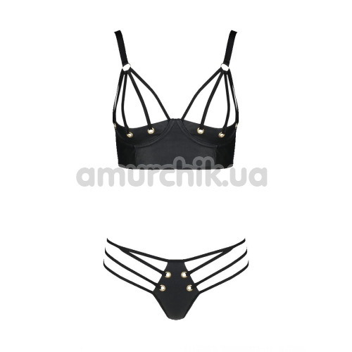 Комплект Passion Free Your Senses Erotic Line Malwia Bikini, чорний: бюстгальтер + трусики-стрінги