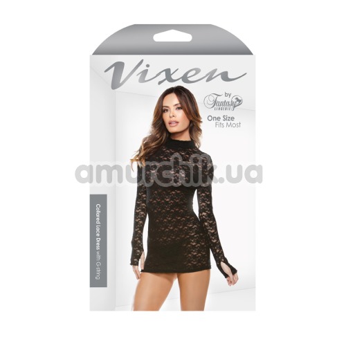 Комплект Vixen черный (модель B189): платье + трусики-стринги