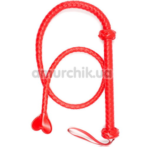 Батіг DS Fetish Whip Long з наконечником - серцем, червоний