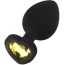 Анальная пробка с желтым кристаллом Silicone Jewelled Butt Plug Heart Small, черная - Фото №7