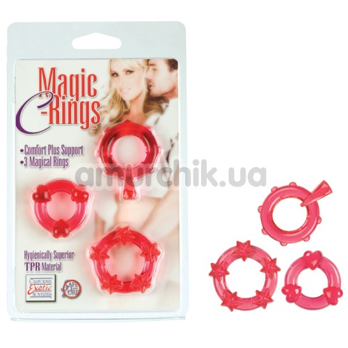 Набір ерекційних кілець Magic C-rings червоний, 3 шт