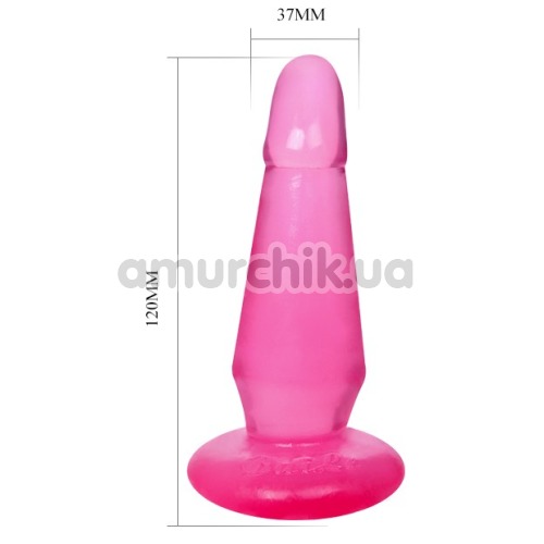Анальна пробка Butt Plug Hungry з загнутою голівкою, рожева