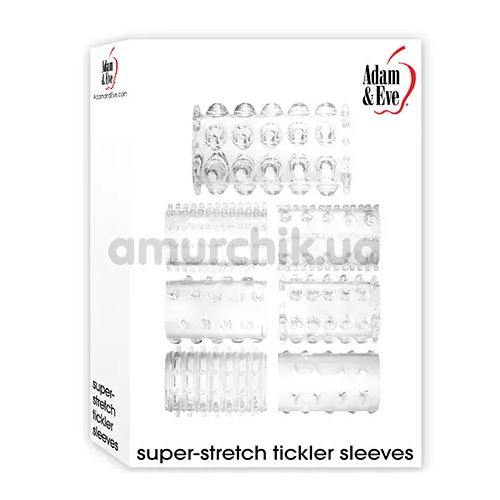 Набор насадок на пенис Adam & Eve Super-Stretch Tickler Sleeves, прозрачный