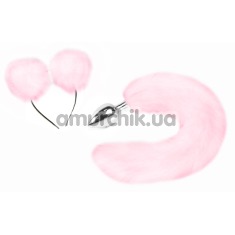 Анальна пробка Пікантні Штучки S з хвостом і вушками, рожева - Фото №1