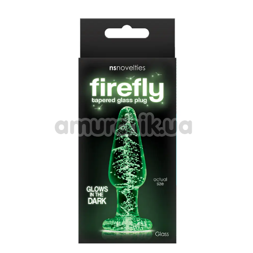 Анальная пробка Firefly Tapered Glass Plug Small, светящаяся в темноте