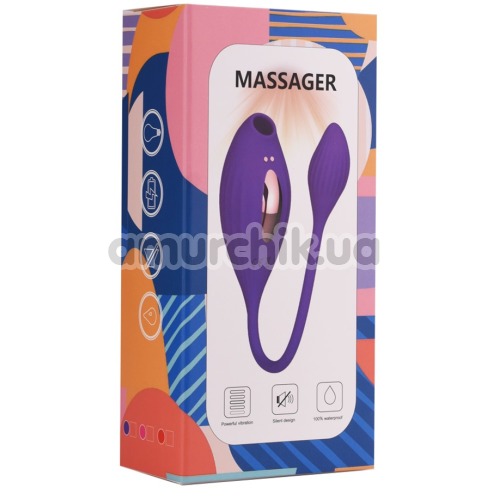 Симулятор орального сексу з віброяйцем 2 in 1 Clit Sucker Massager PL-VR293, рожевий
