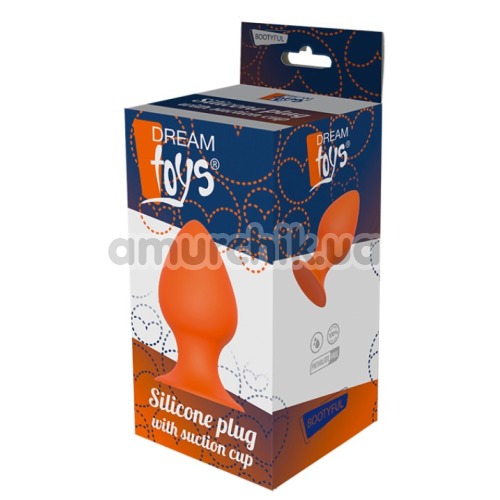 Анальная пробка Bootyful Silicone Plug With Suction Cup 7 см, оранжевая
