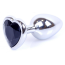 Анальная пробка с черным кристаллом Exclusivity Jewellery Silver Heart Plug, серебряная - Фото №1