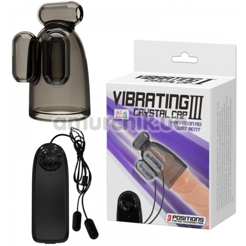 Мастурбатор для голівки члена з вібрацією Vibrating Crystal Cap III, чорний
