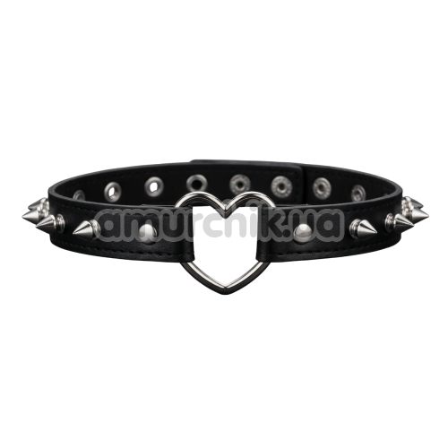 Ошейник DS Fetish Spike Collar With Heart, черный