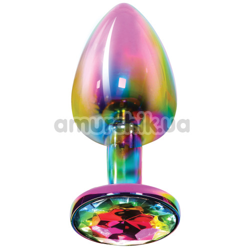 Анальна пробка з мультикольоровим кристалом Anal Play Rainbow Booty Jewel Small, мультикольорова - Фото №1