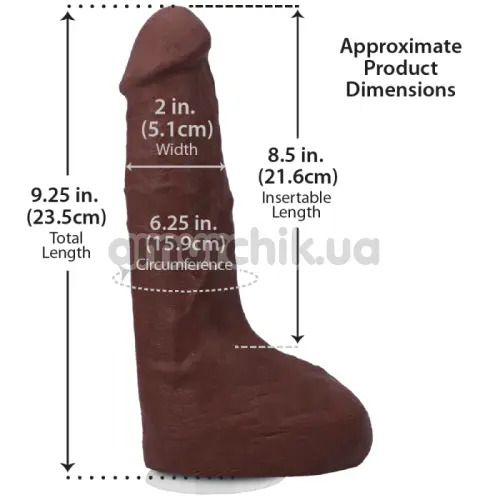Фалоімітатор з еякуляцією Doc Johnson The Realistic Cock Squirting 9.5, коричневий