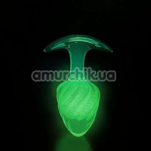 Анальная пробка Univibe Glow-In-Dark Ribbed S, фиолетовая