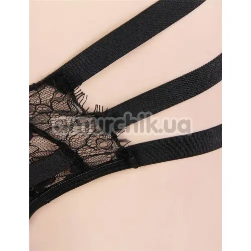Комплект Star Night Strappy Lace Set, чорний: бюстгальтер + трусики-стрінги